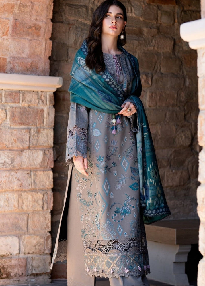 Serenity by Florent Unstitched Embroidered Karandi 3 Piece Suit FL26USF Sia - Festive Collection