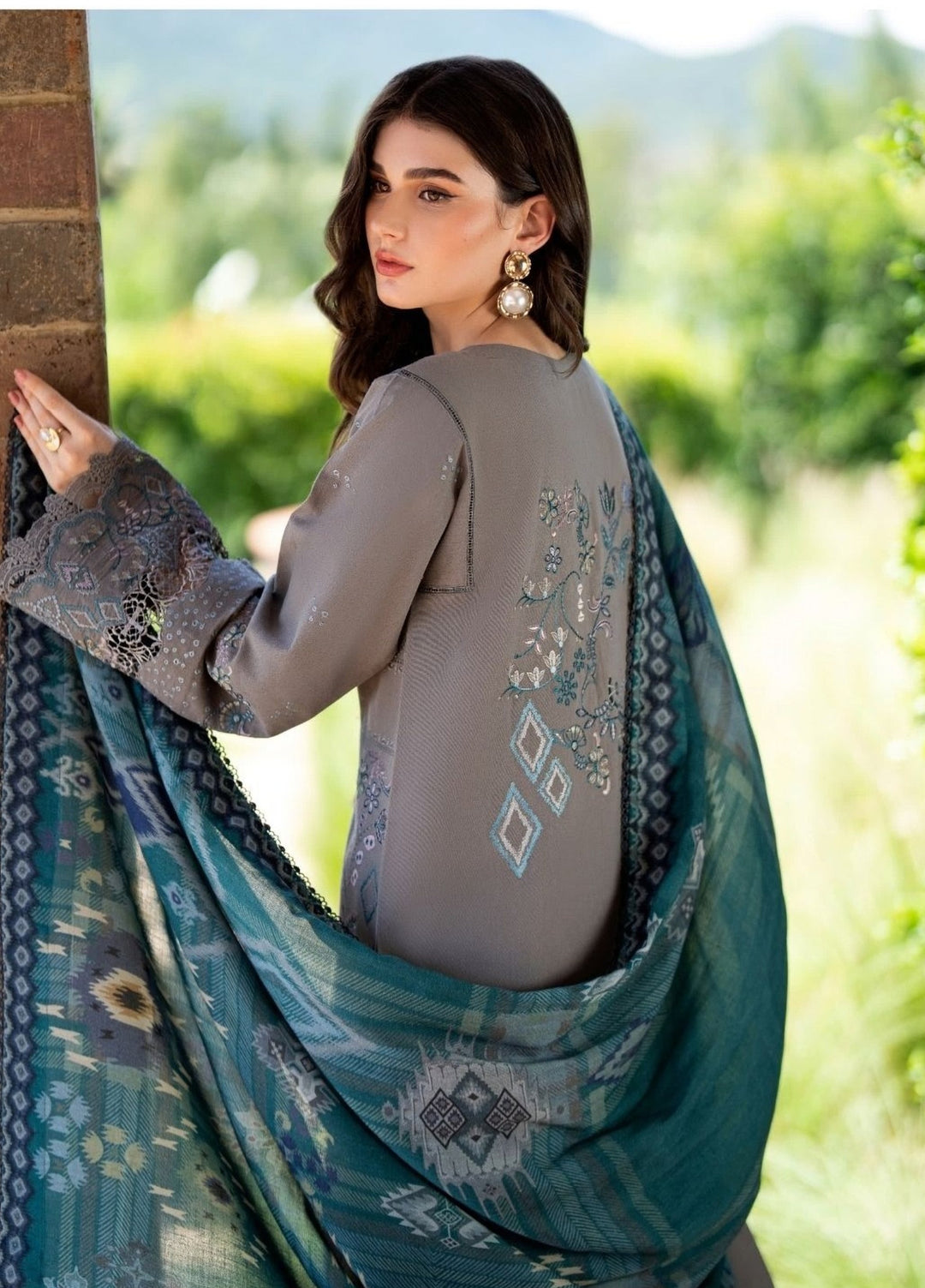 Serenity by Florent Unstitched Embroidered Karandi 3 Piece Suit FL26USF Sia - Festive Collection