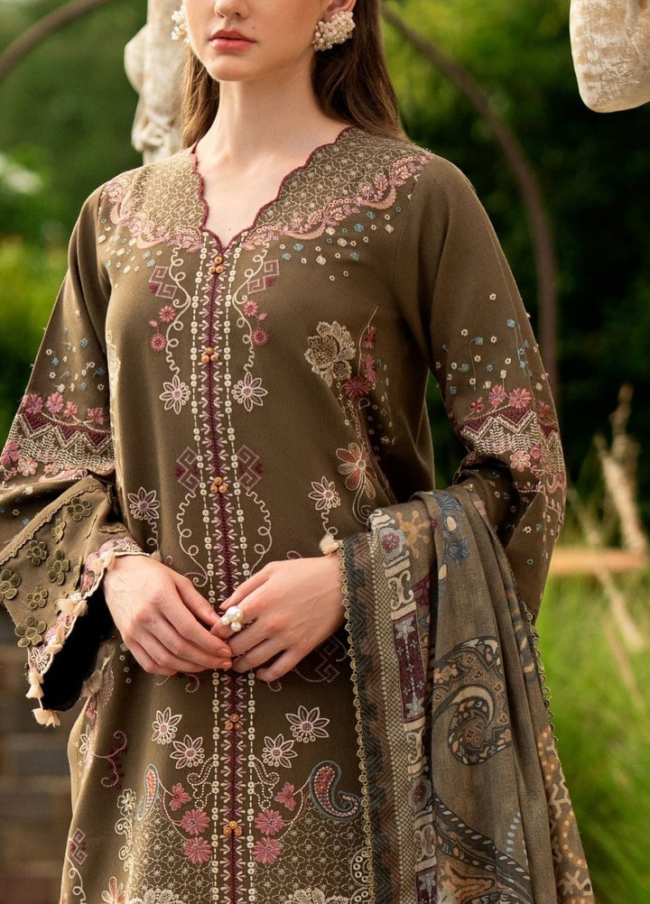 Serenity by Florent Unstitched Embroidered Karandi 3 Piece Suit FL26USF Ziva - Festive Collection