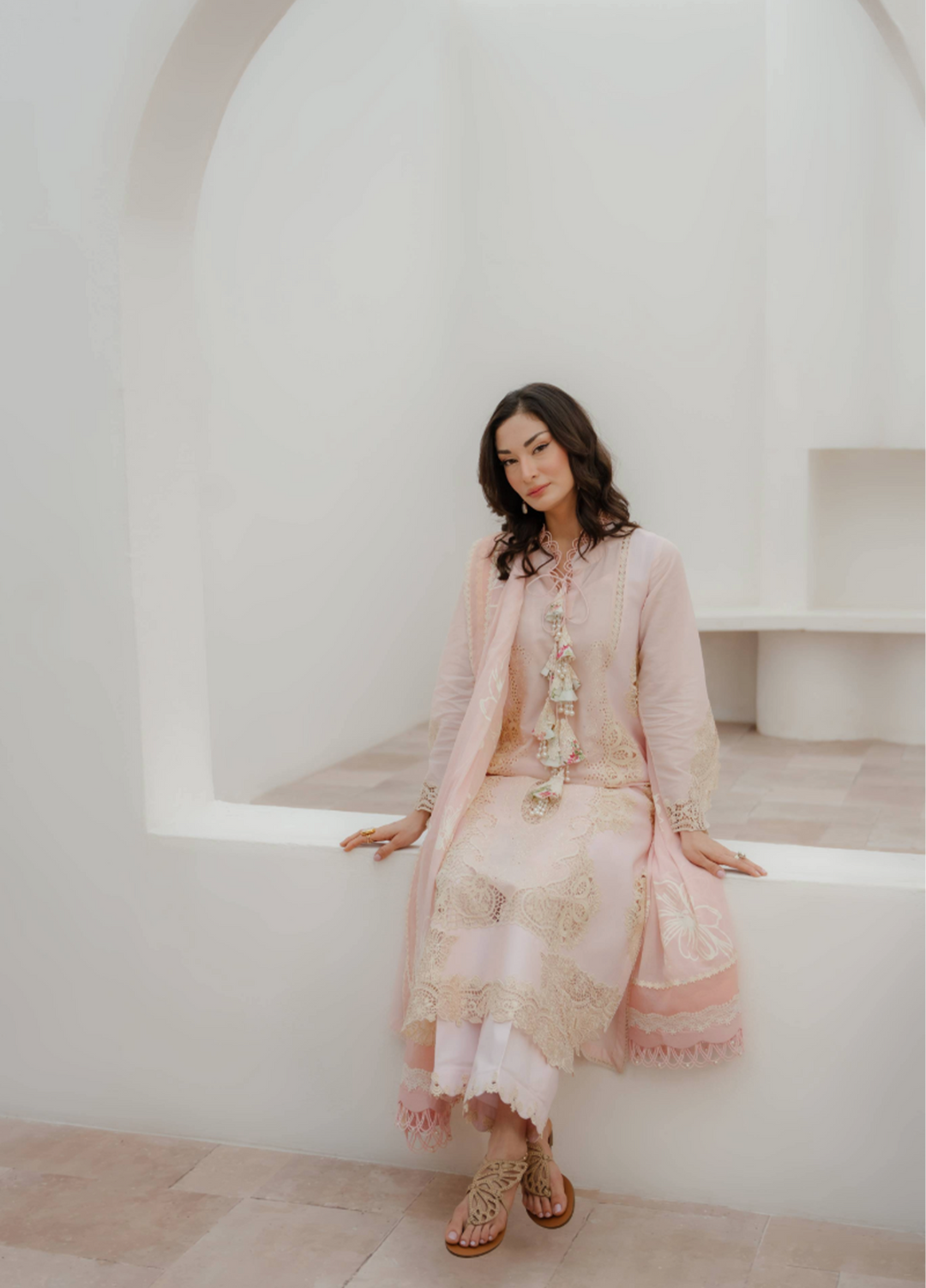 Manara by Maria RTW Embroidered Schiffli 3 Piece Suit MN26RF Freesia M-04 - Festive Collection