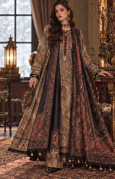 Noor by Saadia Asad Unstitched Printed Linen 3 Piece Suit SA26UNL D1 B - Winter Collection