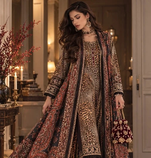 Noor by Saadia Asad Unstitched Printed Linen 3 Piece Suit SA26UNL D1 B - Winter Collection