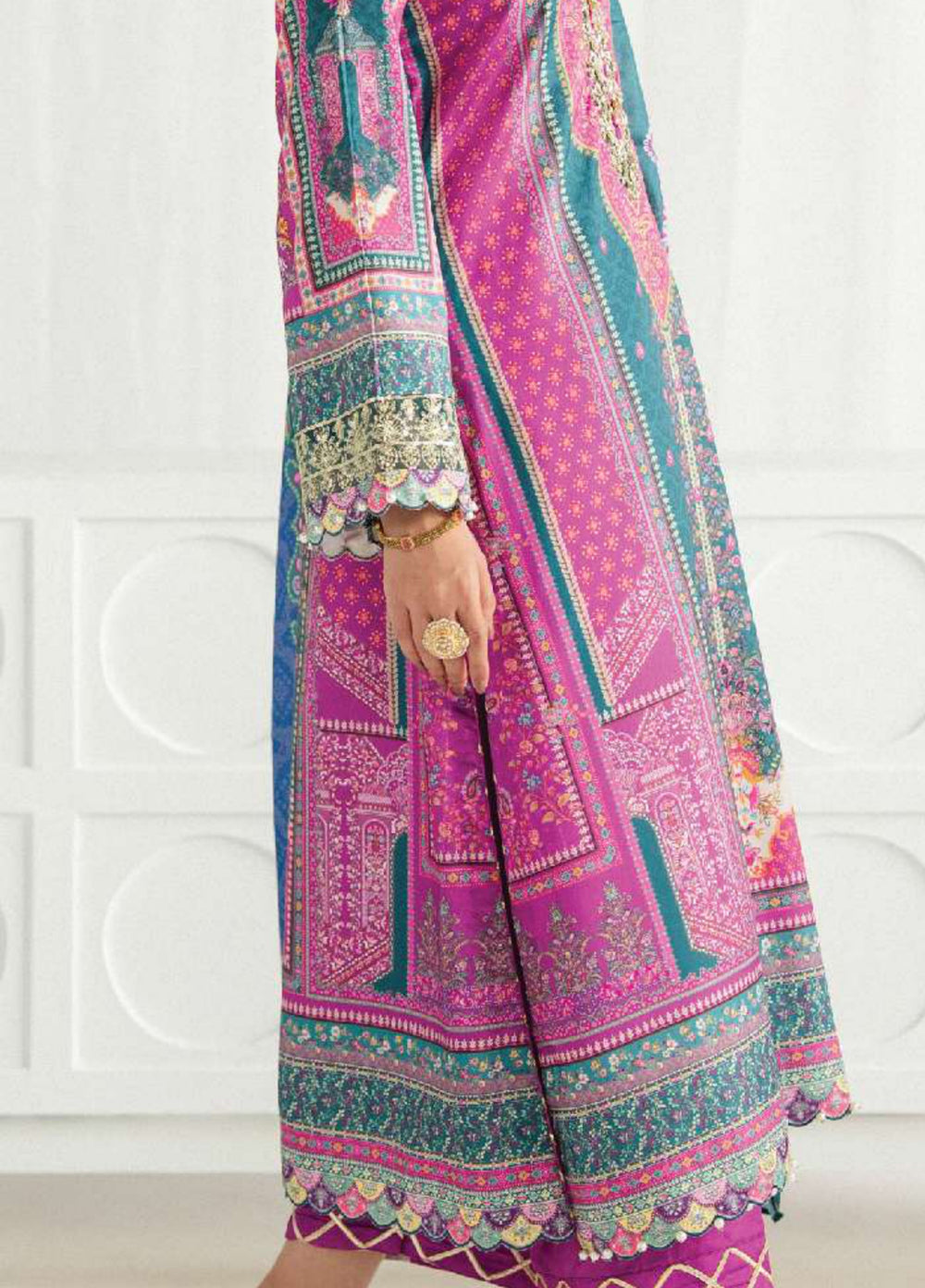 Aira by Gulaal Unstitched Printed Silk 3 Piece Suit GL26USA Magenta Mischief GS-09 - Festive Collection