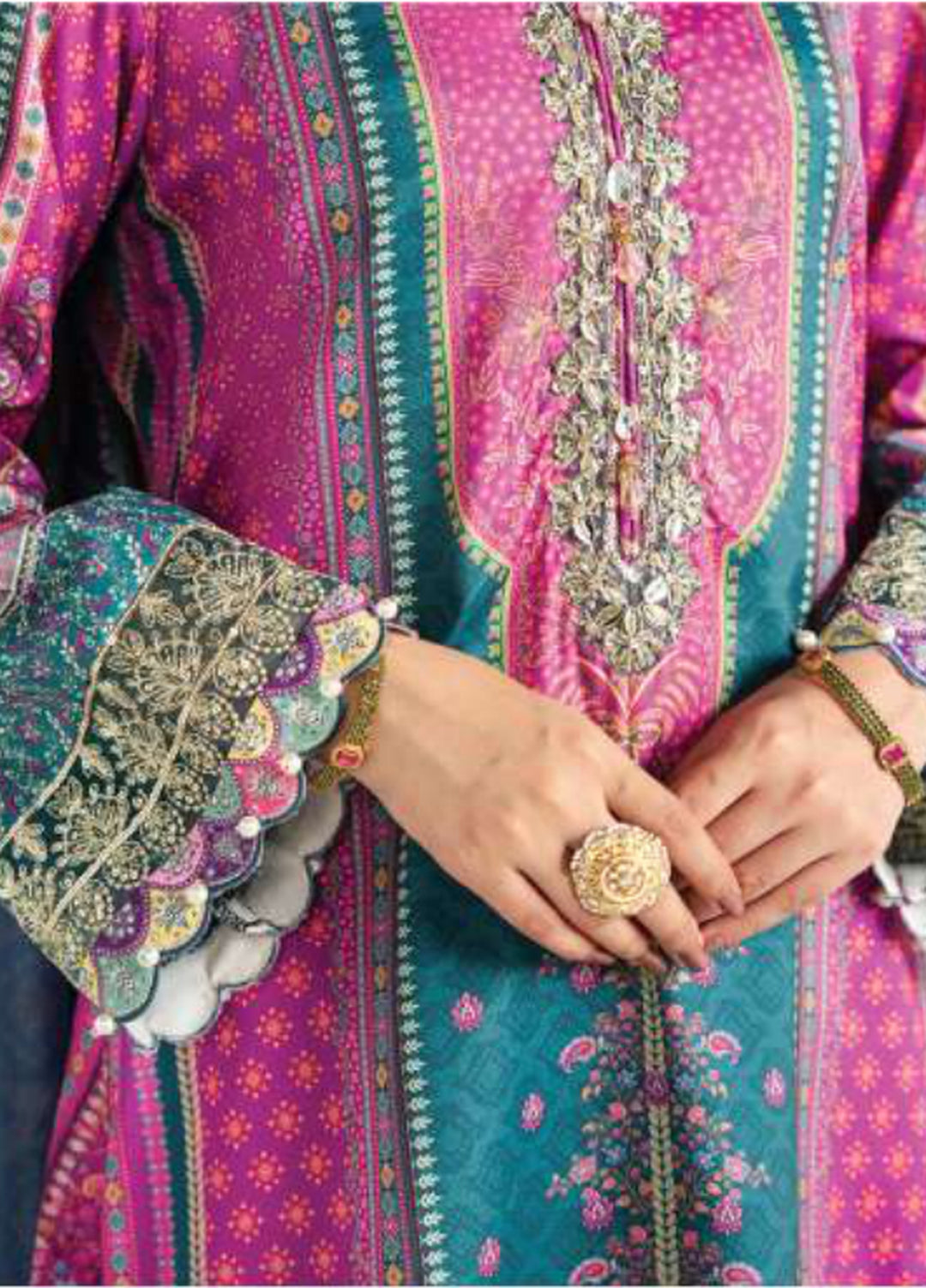 Aira by Gulaal Unstitched Printed Silk 3 Piece Suit GL26USA Magenta Mischief GS-09 - Festive Collection