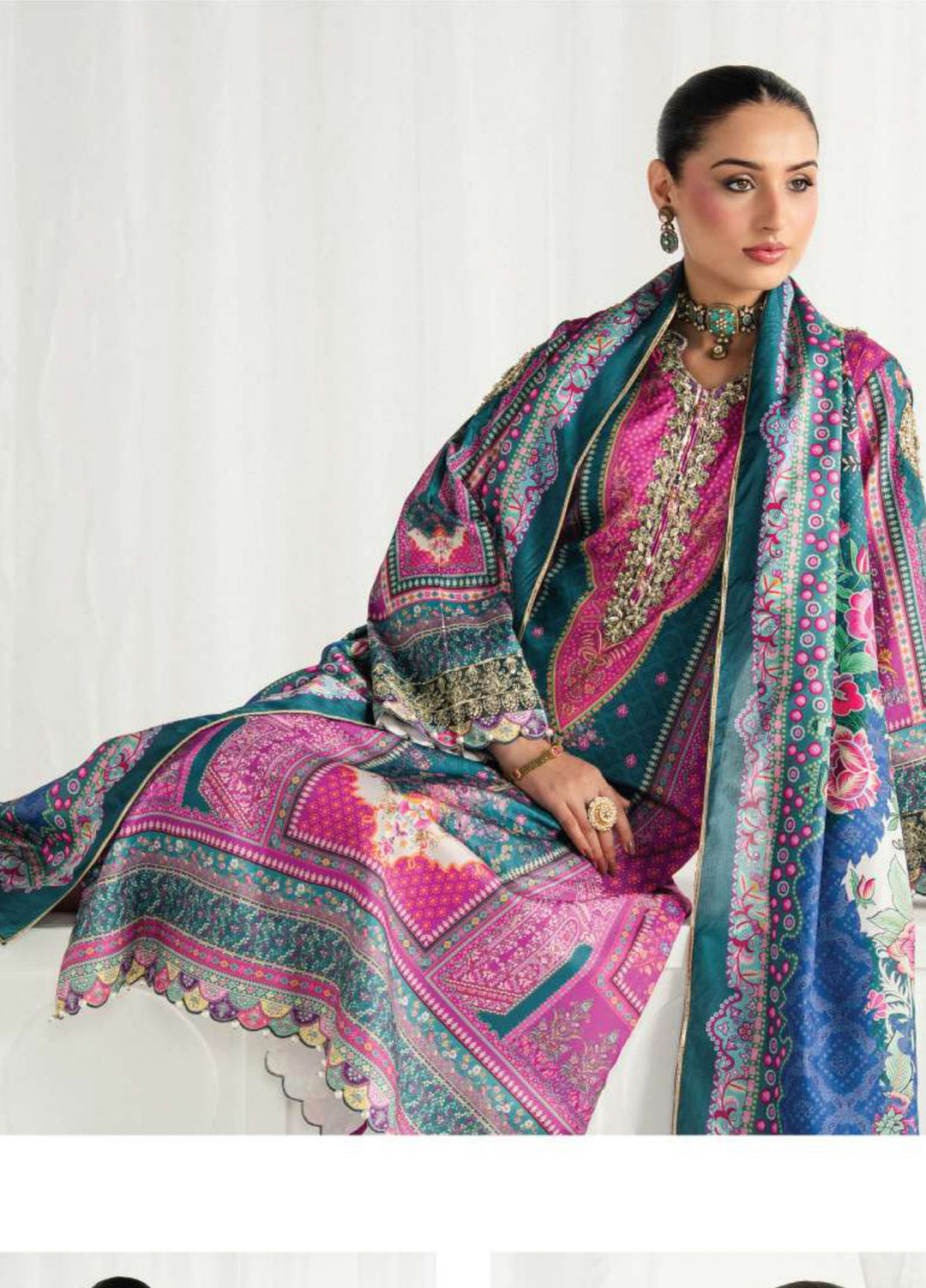 Aira by Gulaal Unstitched Printed Silk 3 Piece Suit GL26USA Zeal GS-11 - Festive Collection