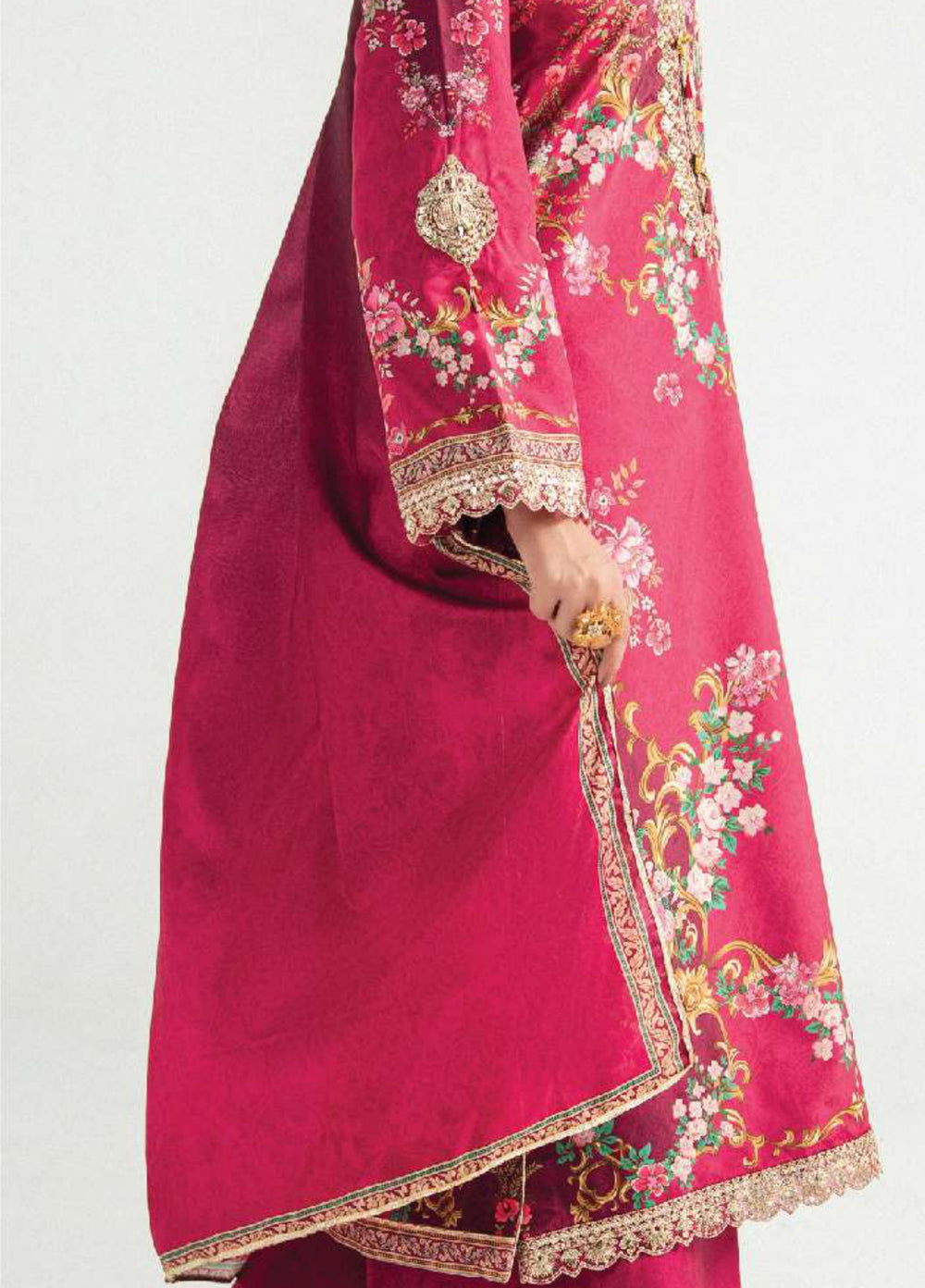 Aira by Gulaal Unstitched Printed Silk 3 Piece Suit GL26USA Garnet Garden GS-13 - Festive Collection
