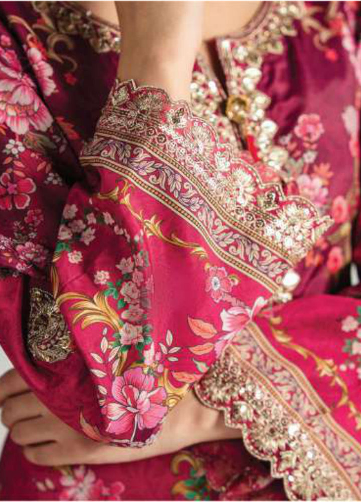 Aira by Gulaal Unstitched Printed Silk 3 Piece Suit GL26USA Garnet Garden GS-13 - Festive Collection