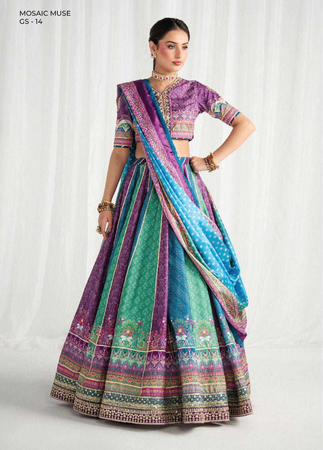 Aira by Gulaal Unstitched Printed Silk 3 Piece Suit GL26USA Mosaic Muse GS-14 - Festive Collection