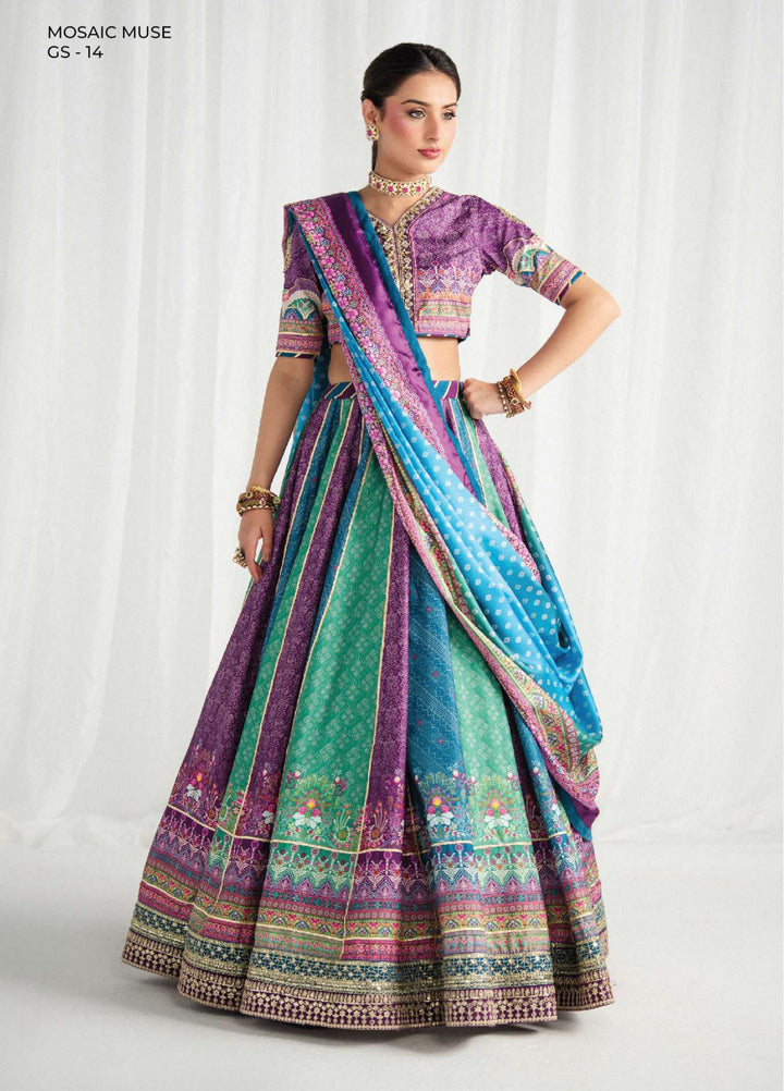 Aira by Gulaal Unstitched Printed Silk 3 Piece Suit GL26USA Mosaic Muse GS-14 - Festive Collection