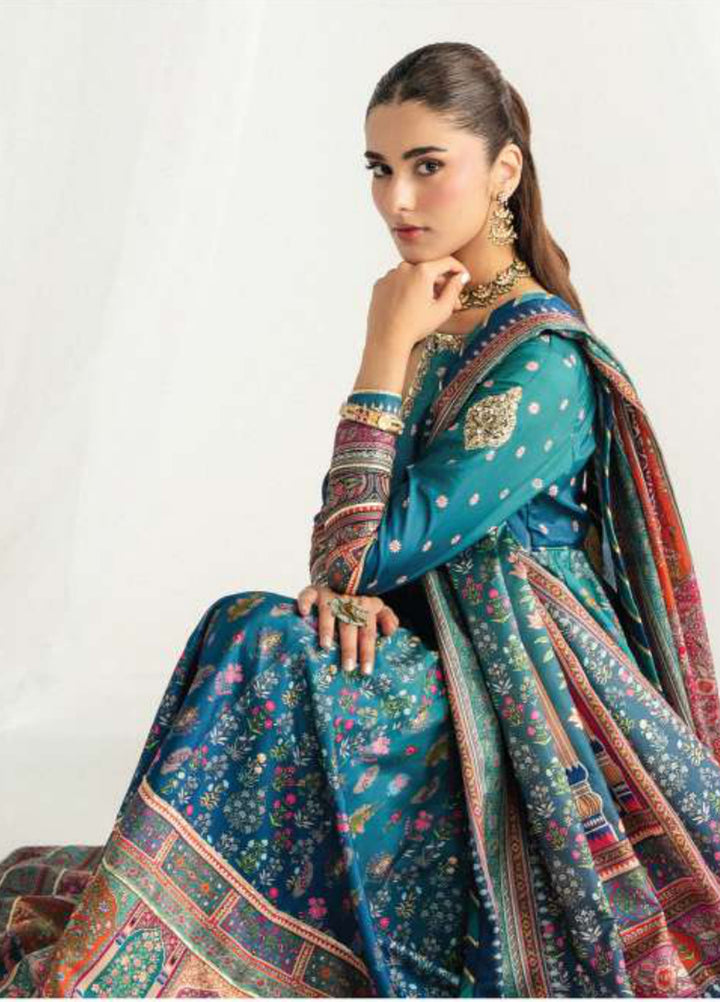 Aira by Gulaal Unstitched Printed Silk 3 Piece Suit GL26USA Azure GS-15 - Festive Collection