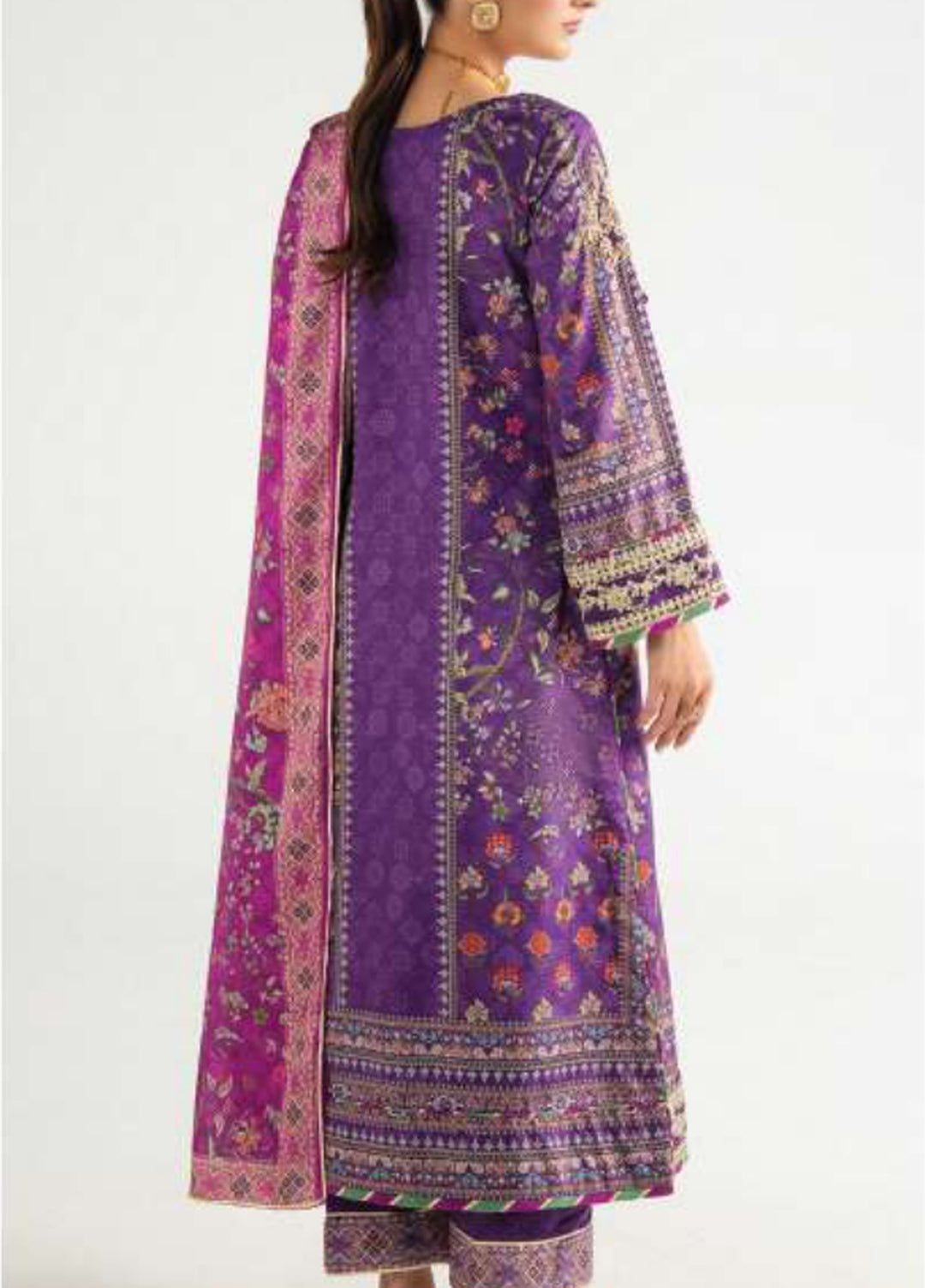 Aira by Gulaal Unstitched Printed Silk 3 Piece Suit GL26USA Plum Noir GS-16 - Festive Collection
