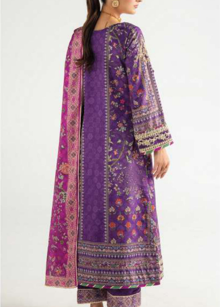 Aira by Gulaal Unstitched Printed Silk 3 Piece Suit GL26USA Plum Noir GS-16 - Festive Collection