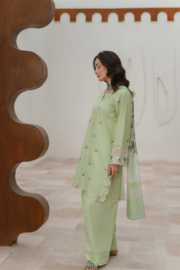 Manara by Maria Embroidered Chiffon 3 Piece Suit GARDENIA - Festive Collection