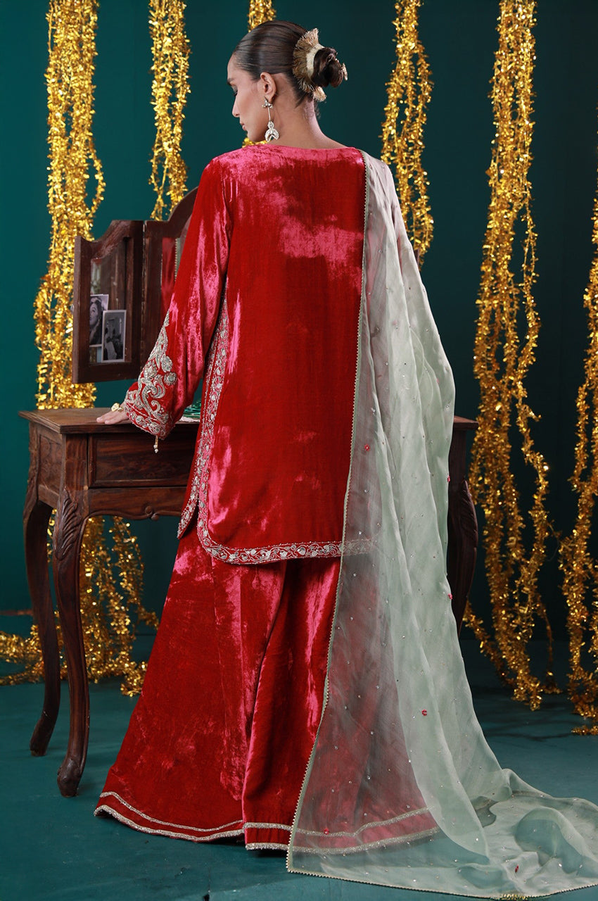 Makhmal From Nizka By Nida Rehan RTW Hand work Velvet 2 Piece Suit Jahanara - Festive Collection