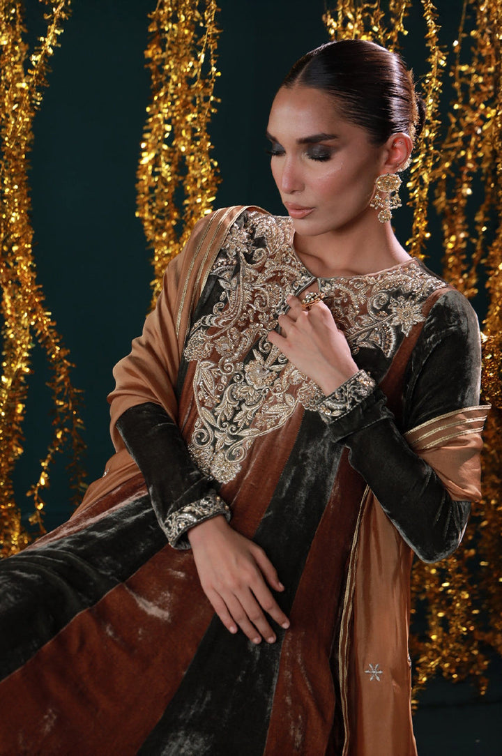 Makhmal From Nizka By Nida Rehan RTW Hand work Velvet 2 Piece Suit Zarnish - Festive Collection