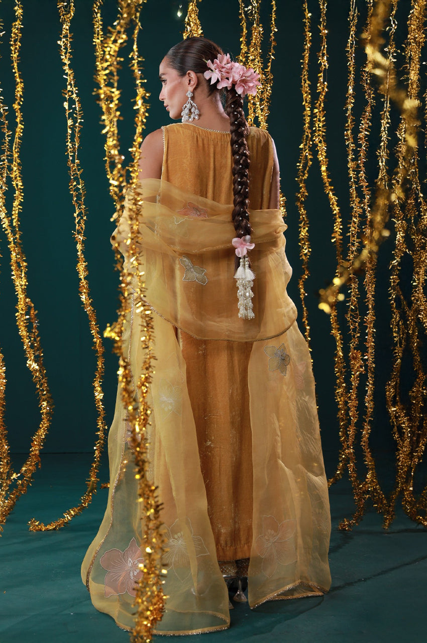 Makhmal From Nizka By Nida Rehan RTW Hand work Velvet 2 Piece Suit Mehtab - Festive Collection