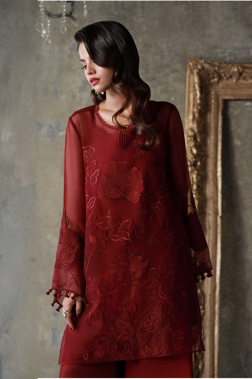 Liyaana From Nizka By Nida Rehan RTW Embroidered Organza 2 Piece Suit Sienna - Festive Collection