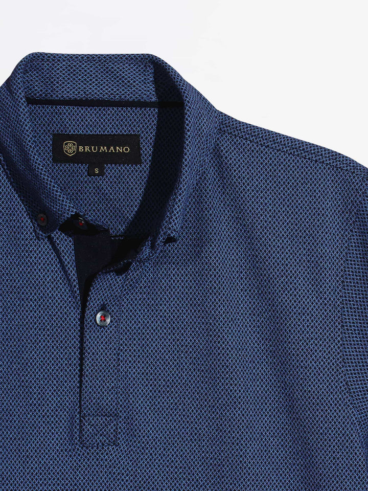 Brumano  Printed Cotton Polo Geometric Printed Polo Shirt