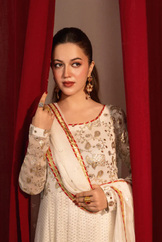 Zaaviay Golden Glow Embroidered Chiffon Suit Pret 3 Piece Festive Collection