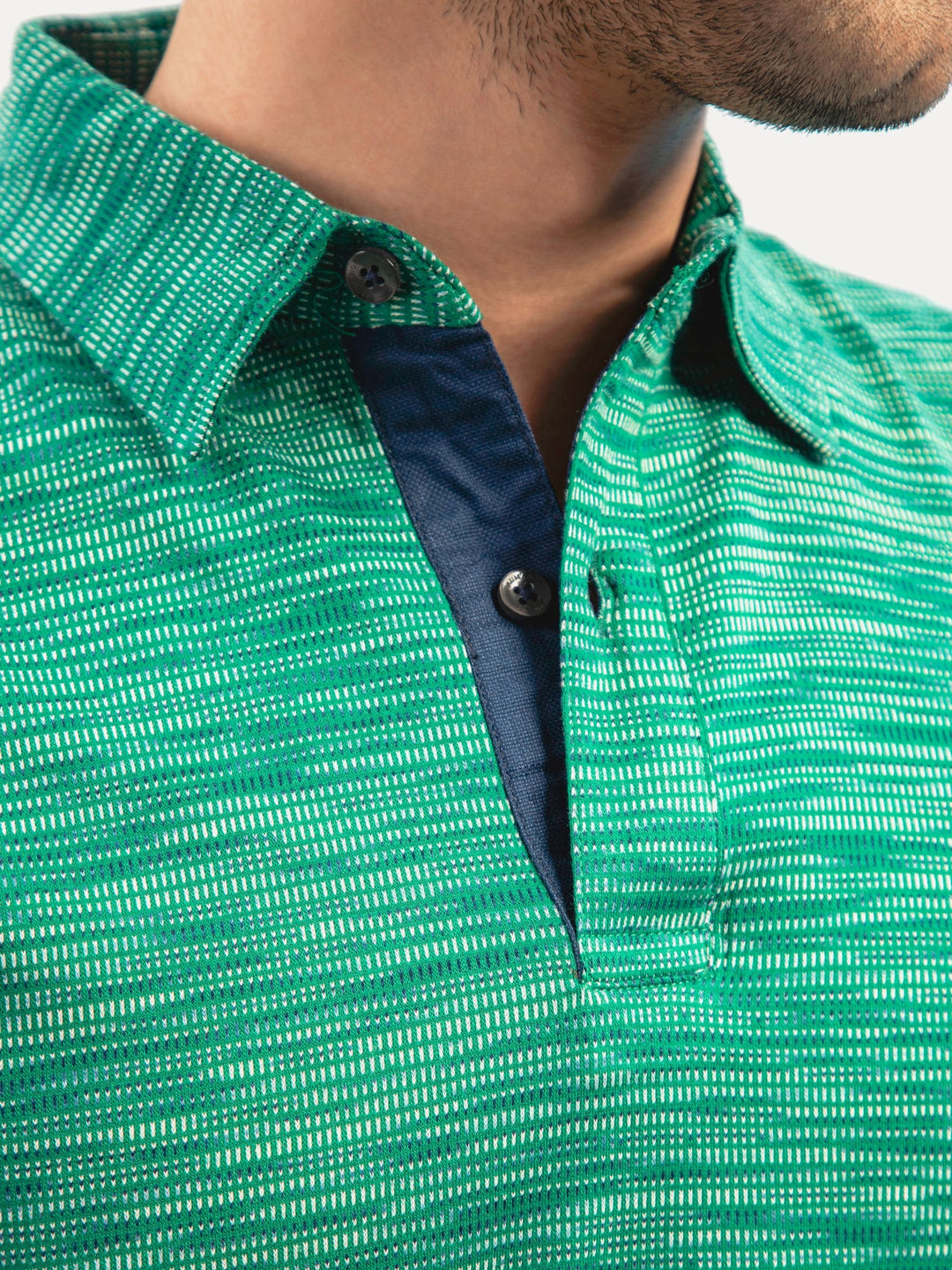 Brumano  Solids Cotton Polo Green Dobby Mercerized Polo Shirt