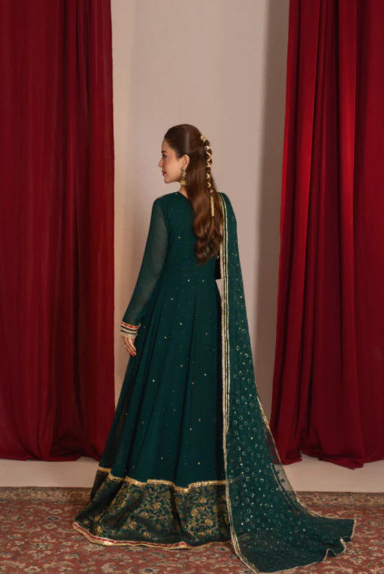Zaaviay Green Grace Embroidered Chiffon Suit Pret 3 Piece Festive Collection