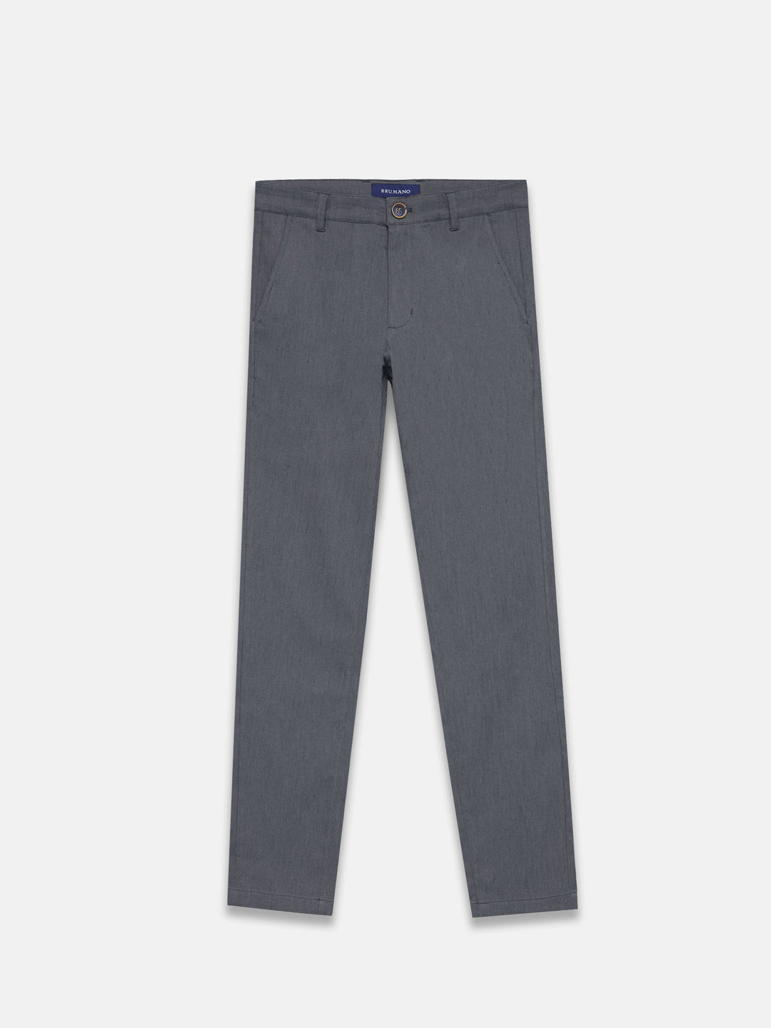Brumano Mens Pants RTW Solids Cotton Grey Structured Chinos Casual Collection