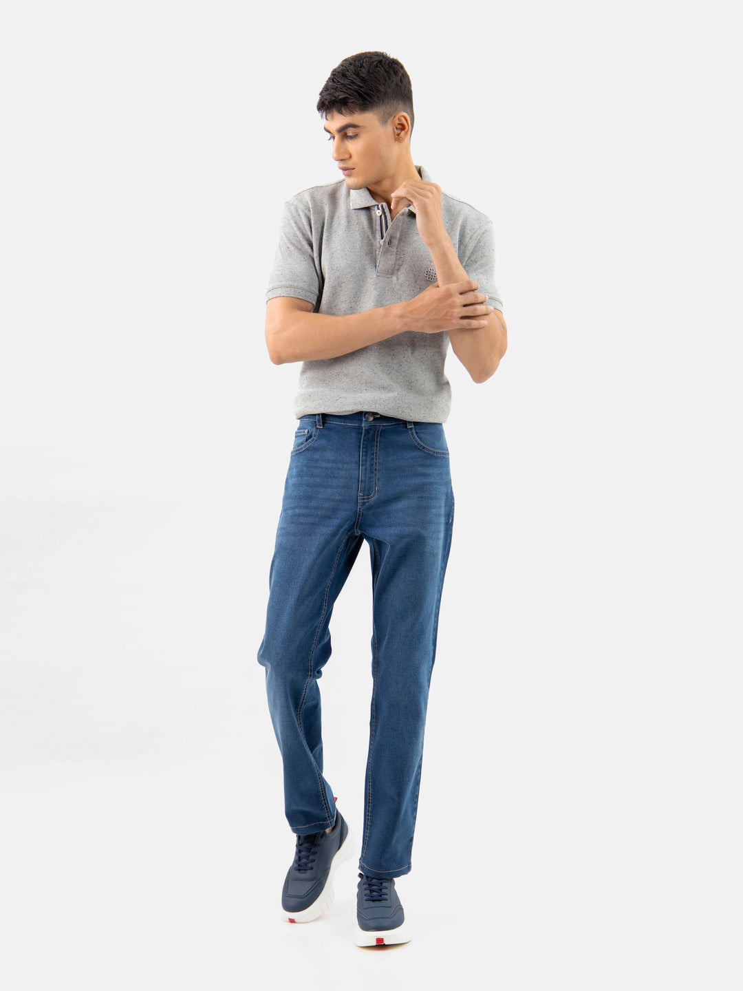 Brumano  Solids Cotton Polo Grey Neppy Cotton Basic Polo