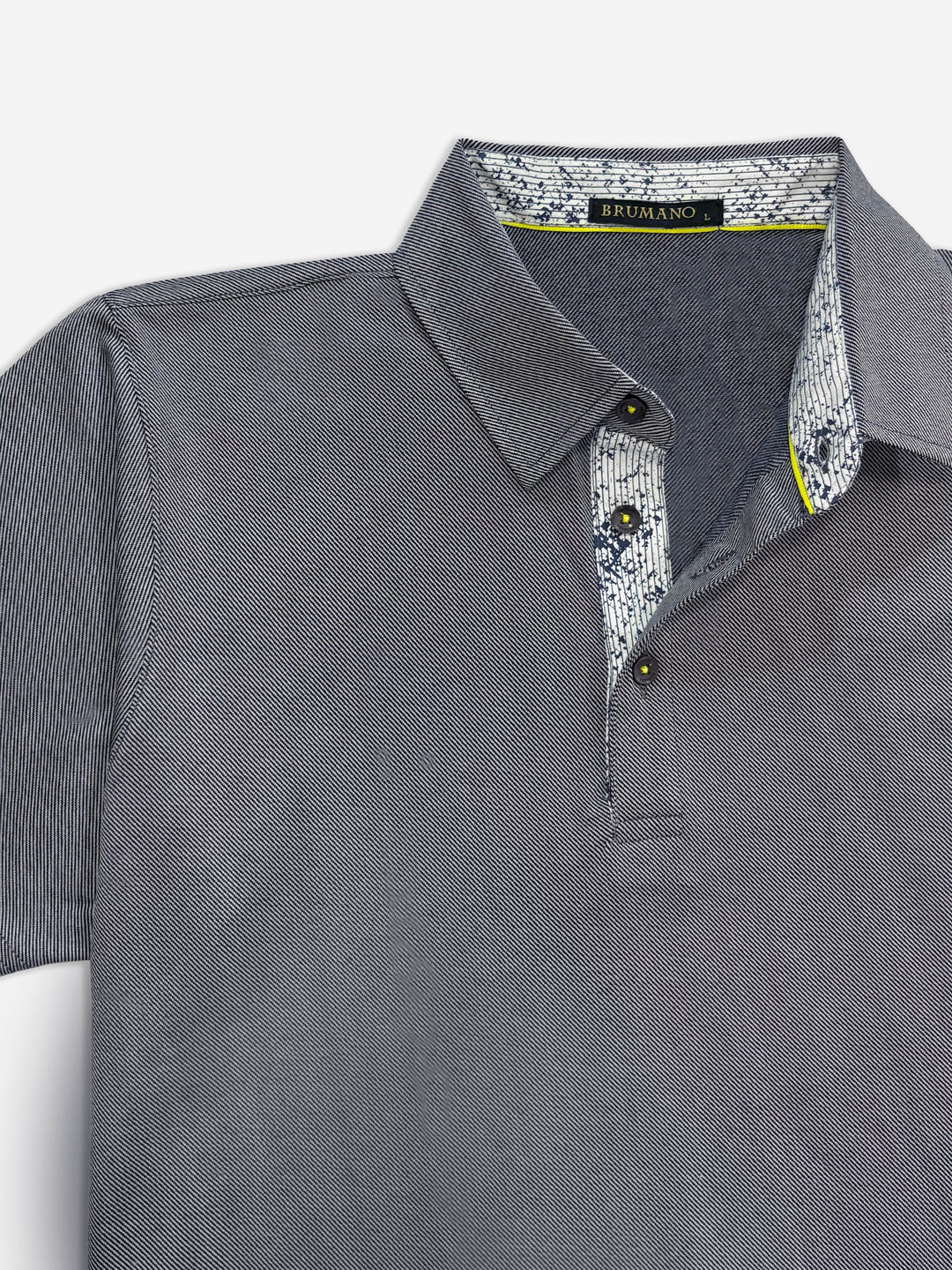 Brumano  Solids Cotton Polo Grey Self Collar Polo With Contrasting Detailing