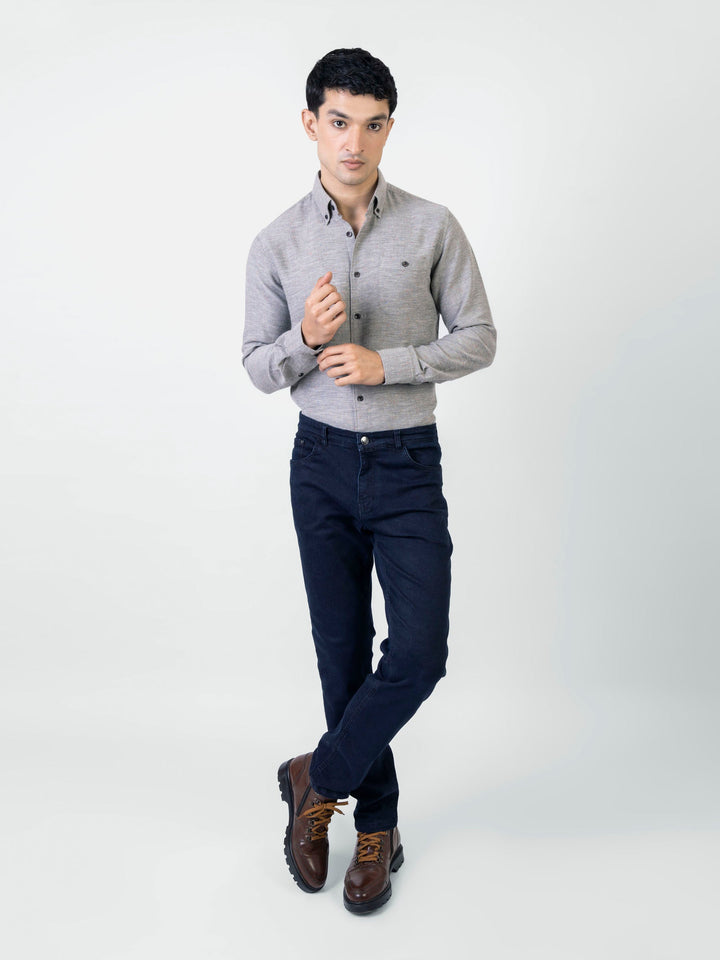 Brumano Ready To Wear Shirts Men 1 Piece Cotton Grey Structured Dobby Shirt With Multi Color Neps 0-31-025-3639 - Summer Collection