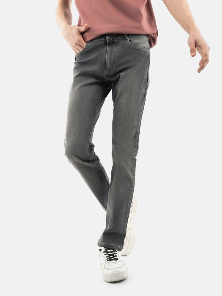 Brumano  Solids Mens  -  Grey Washed Slim Fit Denim Jeans