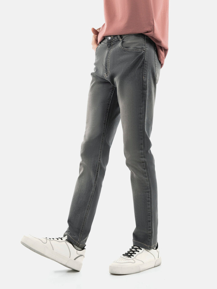 Brumano  Solids Mens  -  Grey Washed Slim Fit Denim Jeans