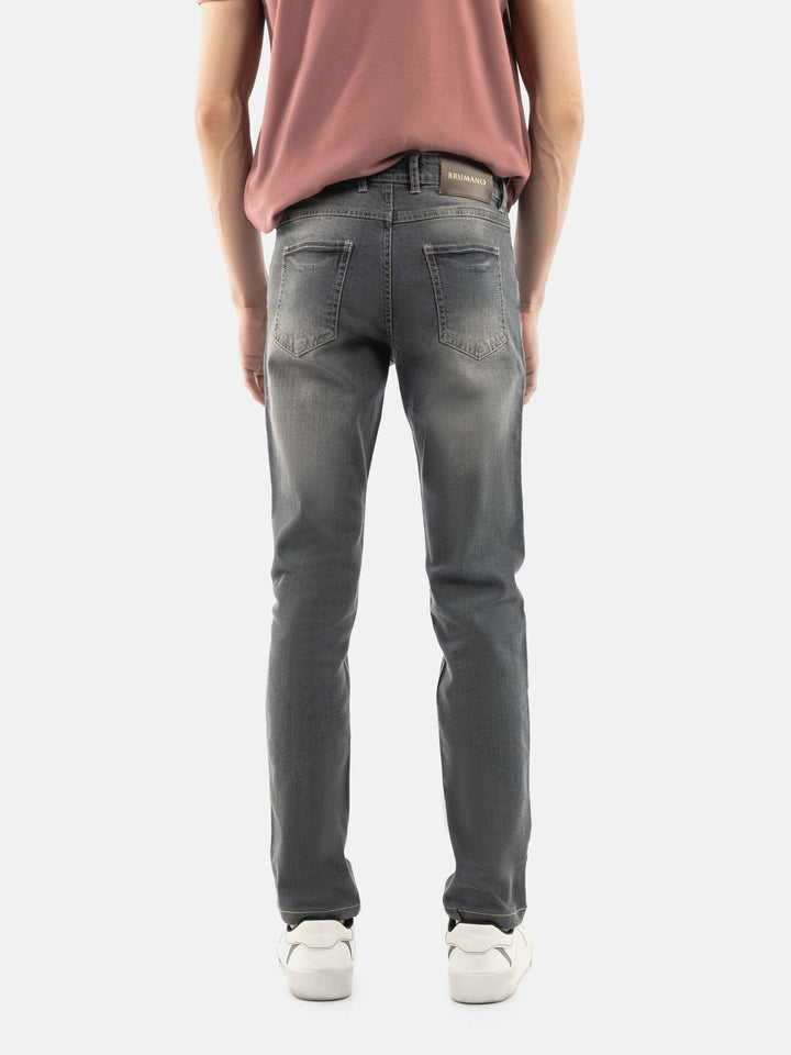 Brumano  Solids Mens  -  Grey Washed Slim Fit Denim Jeans