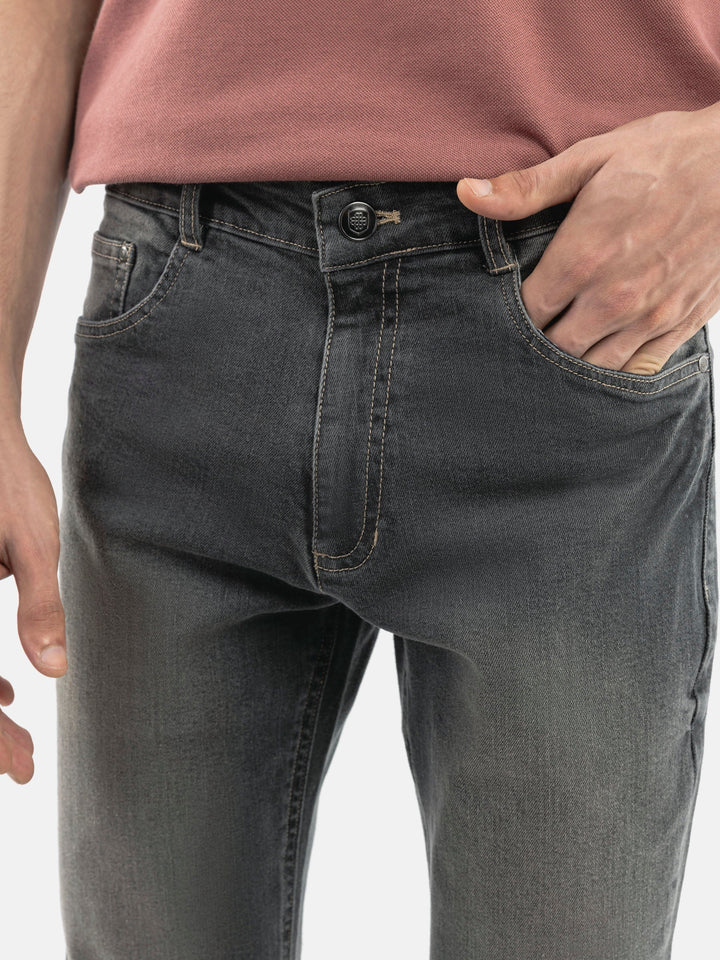 Brumano  Solids Mens  -  Grey Washed Slim Fit Denim Jeans