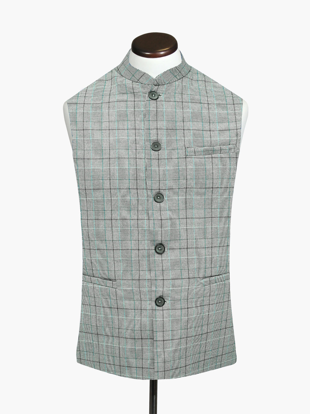 Brumano Mens Waist Coats RTW Solids Cotton Waistcoat Grey Windowpane Casual Collection
