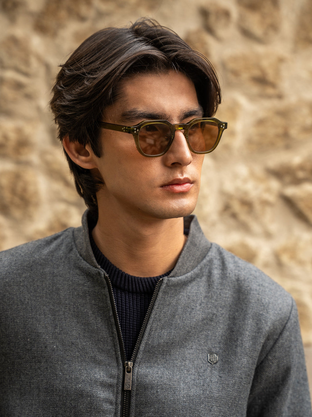 Brumano Ready To Wear Solids  Wool 1 Piece Men Grey Wool Blended Jacket With Detachable Collar 0-11-025-4324 - Winter Collection