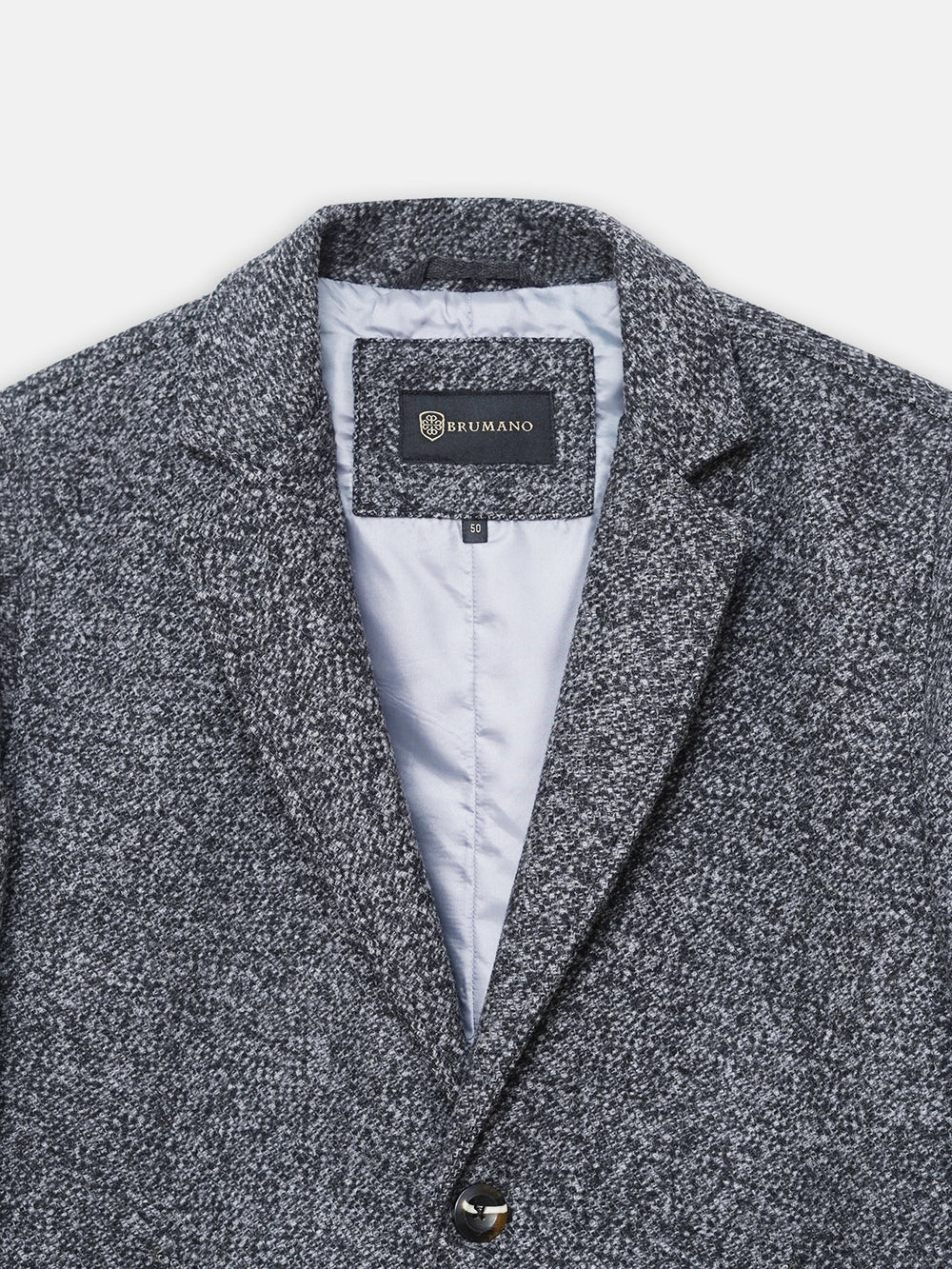 Brumano Mens RTW Solids Wool 1 Piece Grey Over Coat Blended Winter Collection