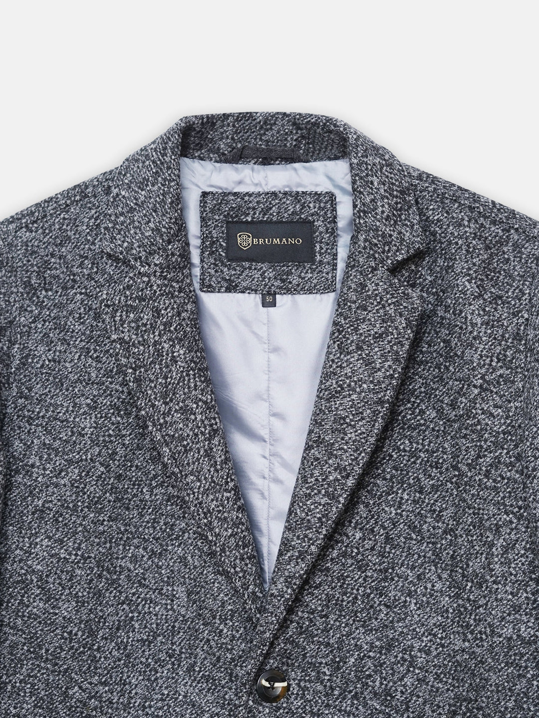 Brumano Mens RTW Solids Wool 1 Piece Grey Over Coat Blended Winter Collection