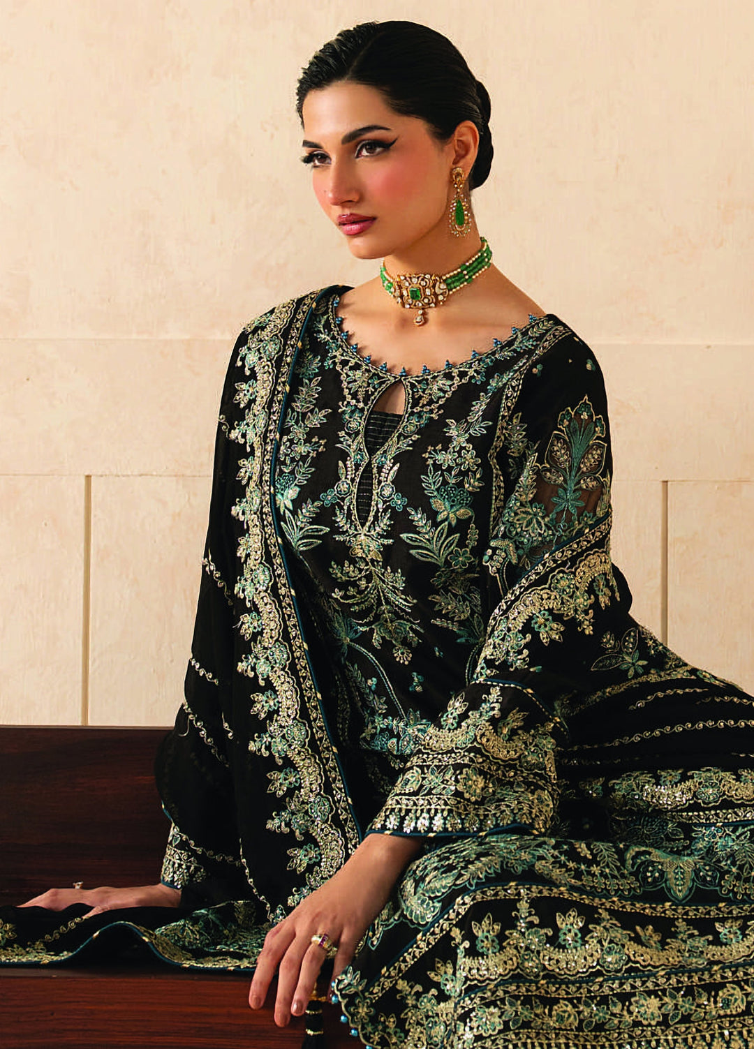 Syleena by Gulaal Unstitched Embroidered Raw Silk 3 Piece Suit GL26USR Serpentine SD-22 - Festive Collection