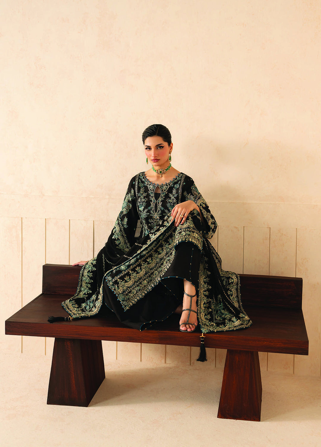 Syleena by Gulaal Unstitched Embroidered Raw Silk 3 Piece Suit GL26USR Serpentine SD-22 - Festive Collection