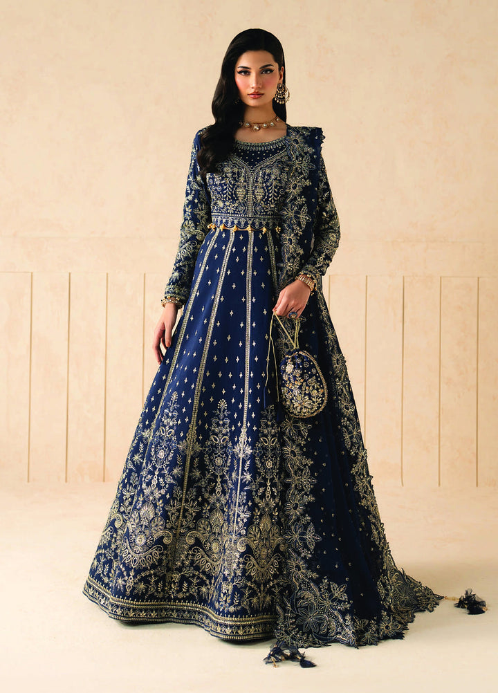 Syleena by Gulaal Unstitched Embroidered Raw Silk 3 Piece Suit GL26USR Zaffre SD-26 - Festive Collection