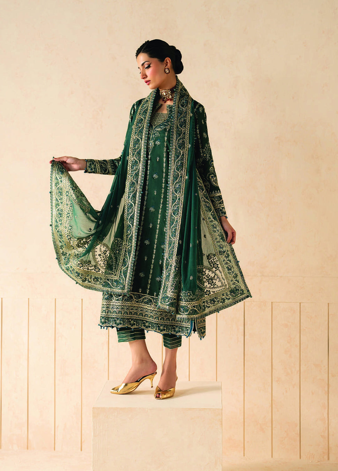 Syleena by Gulaal Unstitched Embroidered Raw Silk 3 Piece Suit GL26USR Zumara SD-24 - Festive Collection