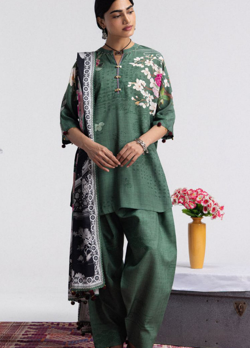 Coco by Zara Shahjahan Unstitched Printed Linen 3 Piece Suit CZ26UPL Hana 2B - Casual Collection