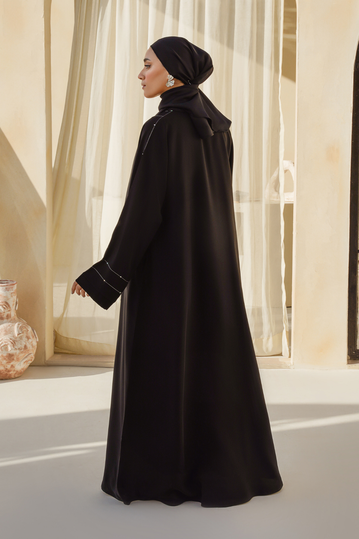 Divinely Crafted Abaya Casual Crepe 1 Piece Hareer Abaya | Buttoned Up