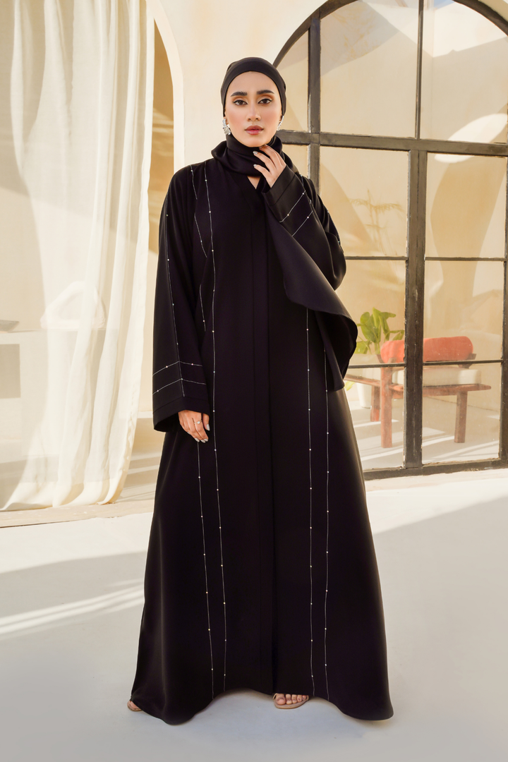 Divinely Crafted Abaya Casual Crepe 1 Piece Hareer Abaya | Buttoned Up