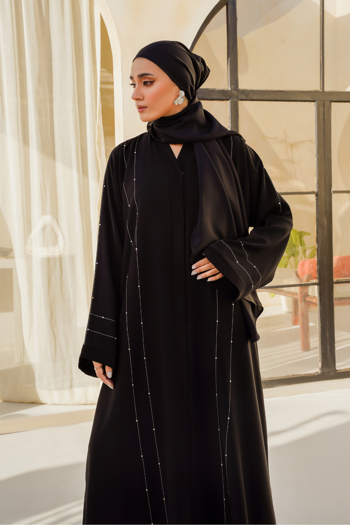 Divinely Crafted Abaya Casual Crepe 1 Piece Hareer Abaya | Buttoned Up