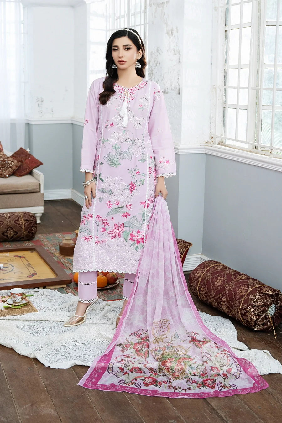Dhaga Women RTW Embroidered Cotton 3 Piece Meher - Eid Collection