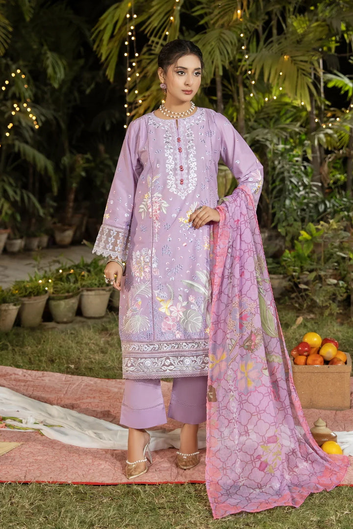 Dhaga Women RTW Embroidered Cotton 3 Piece Elara - Eid Collection