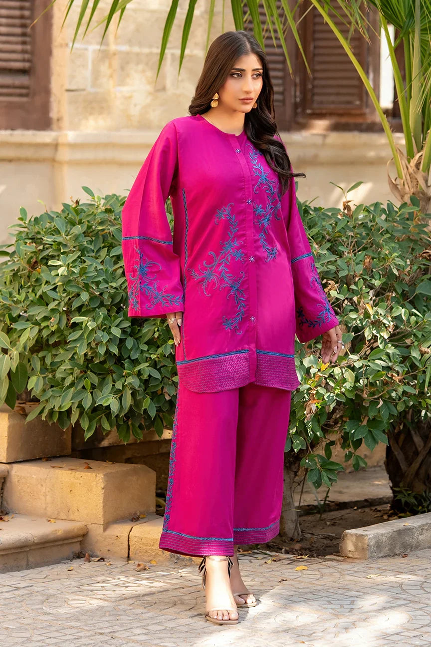 Dhaga Women Pret Embroidered 2 Piece cotton Midnight Magenta SS25DSE140 - Summer Collection