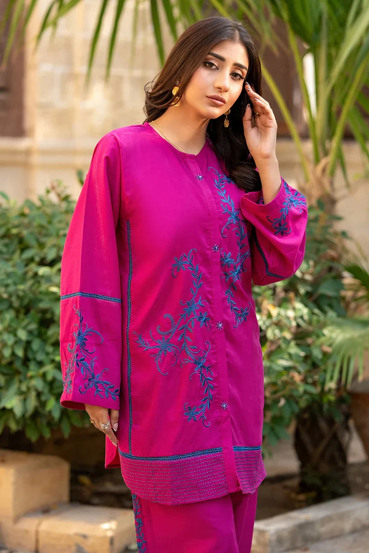 Dhaga Women Pret Embroidered 2 Piece cotton Midnight Magenta SS25DSE140 - Summer Collection