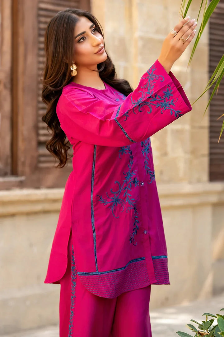 Dhaga Women Pret Embroidered 2 Piece cotton Midnight Magenta SS25DSE140 - Summer Collection